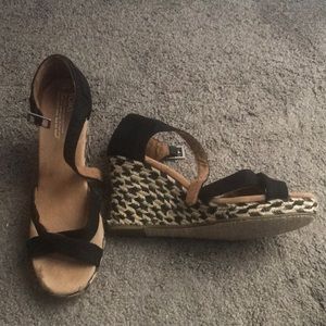 Black Toms Wedge Heels